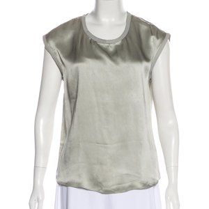 HELMUT LANG Grey Satin Sleeveless Top  - S